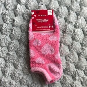 Women's Pink Heart Low Cut Socks